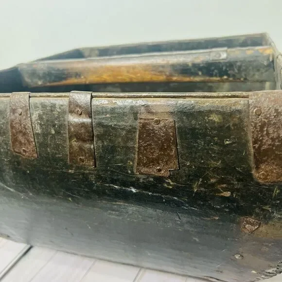 Antique Chinese Rice Grain Harvest Basket Bucket Scoop Measure Wood Baskets & Bins